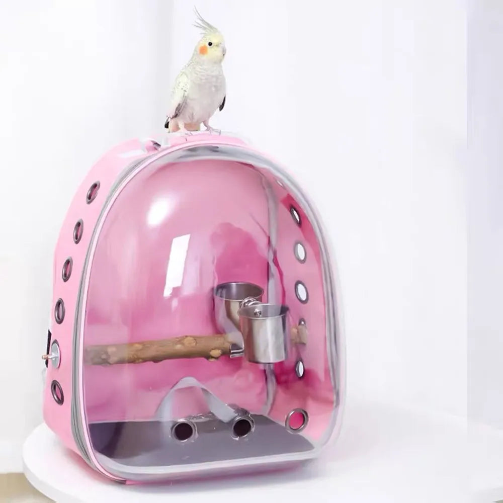 透明鸚鵡外出背包鳥籠 - 旅行外出攜帶神器