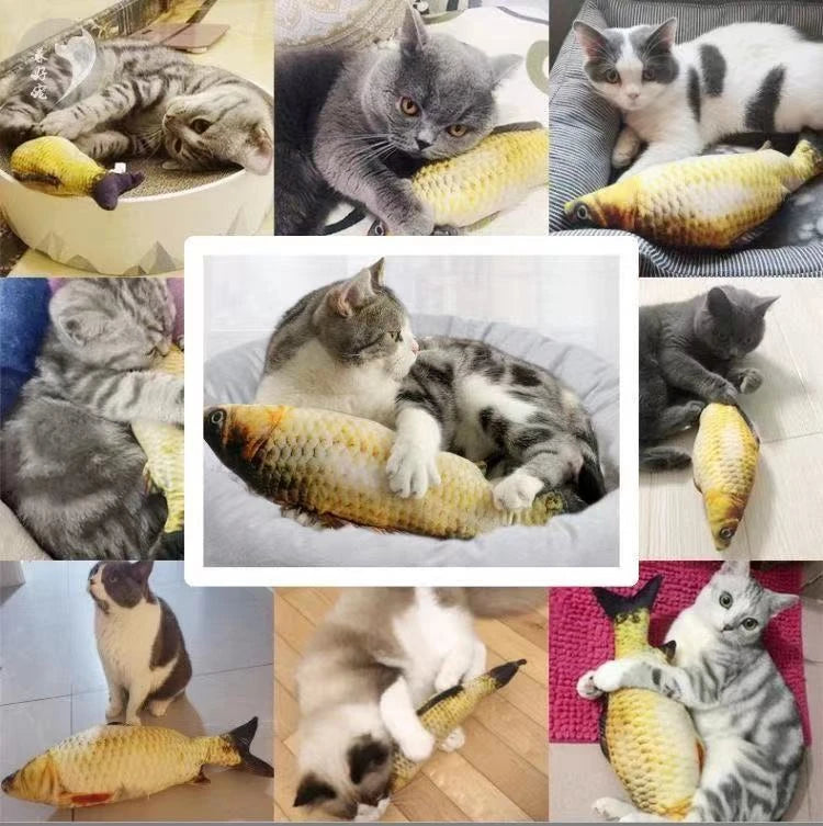 3D魚形貓薄荷軟毛絨玩具 - 抗咬互動咀嚼神器