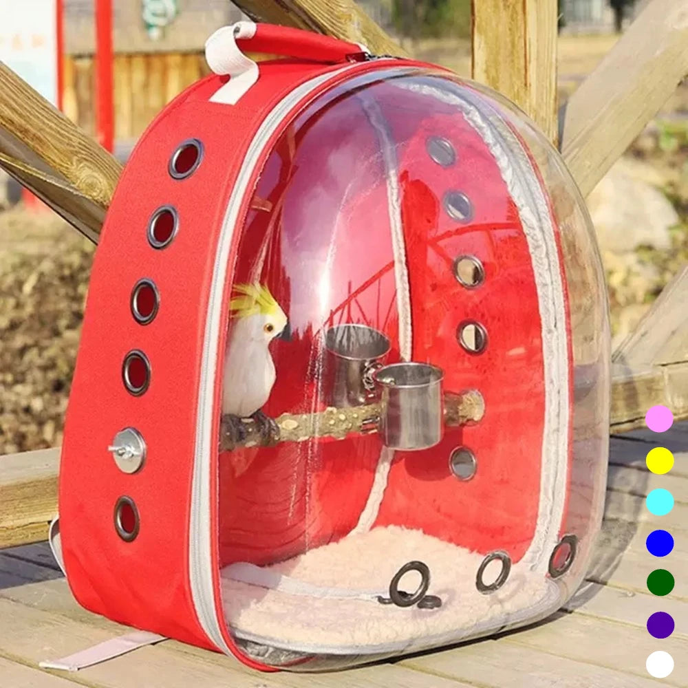 透明鸚鵡外出背包鳥籠 - 旅行外出攜帶神器