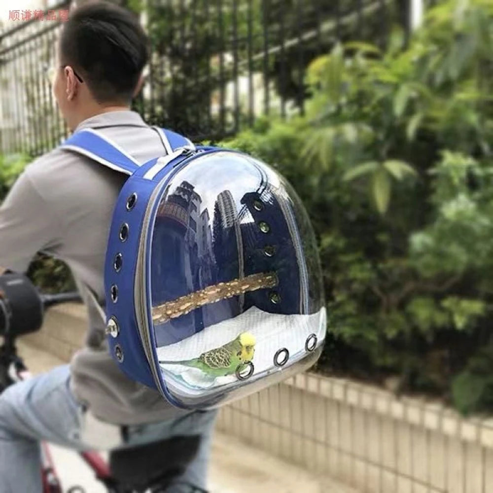 透明鸚鵡外出背包鳥籠 - 旅行外出攜帶神器