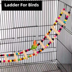 標題： 天然木製鸚鵡梯子玩具 - 彩球攀爬吊盪