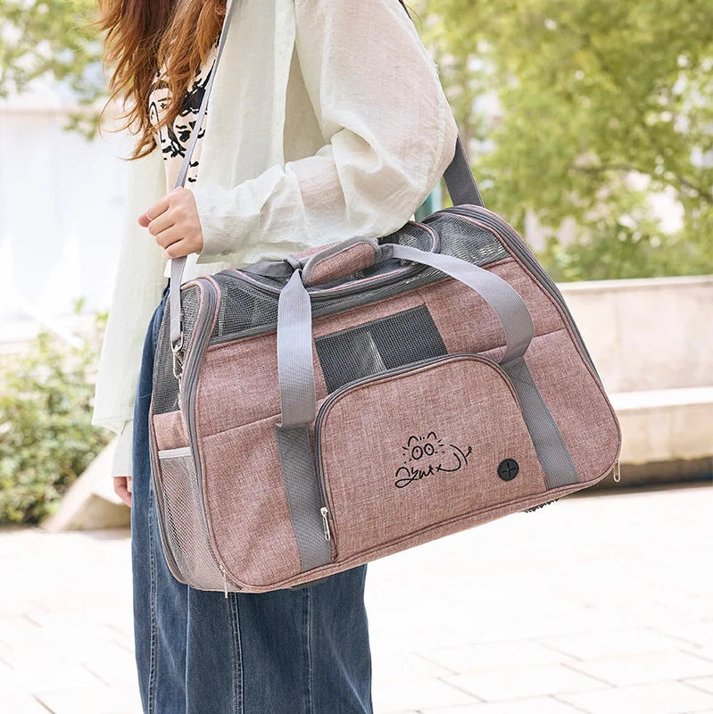 貓咪便攜肩背包 - 透氣摺疊外出旅行包