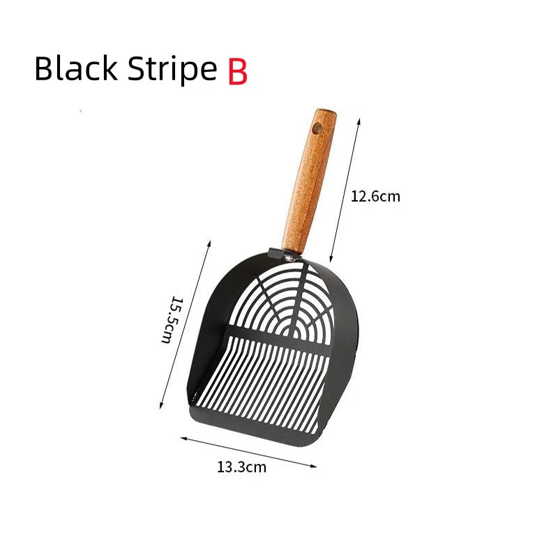 專業碳鋼貓砂鏟 - 木柄耐用清潔神器