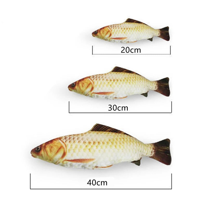 3D魚形貓薄荷軟毛絨玩具 - 抗咬互動咀嚼神器