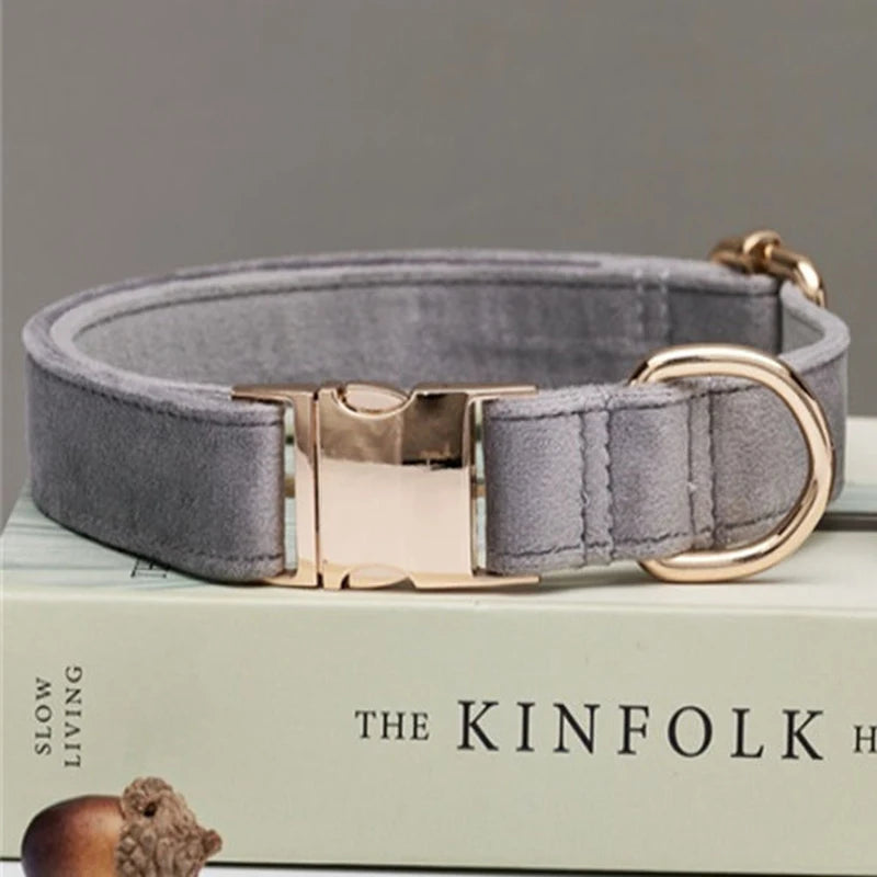 多色絲絨豪華寵物頸圈 - 舒適皮帶頸圈