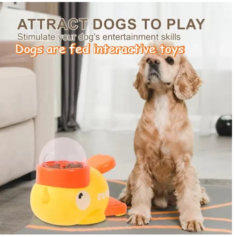 卡通小黃鴨互動智力玩具 - 寵物訓練進食好夥伴