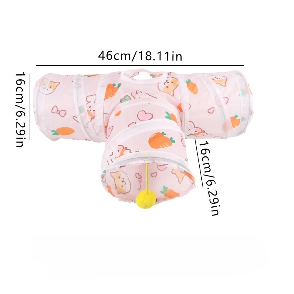 可愛胡蘿蔔造型寵物藏身隧道 - 摺疊多功能小寵物玩具