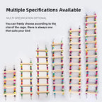 標題： 天然木製鸚鵡梯子玩具 - 彩球攀爬吊盪