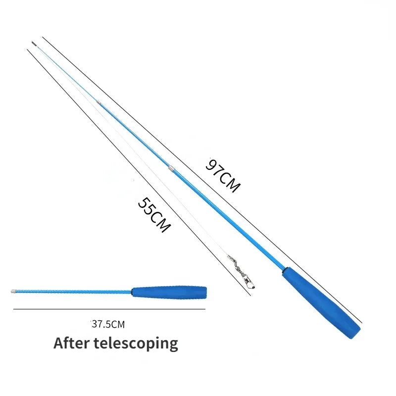 伸縮貓咪逗趣釣竿 - 三節羽毛互動玩具