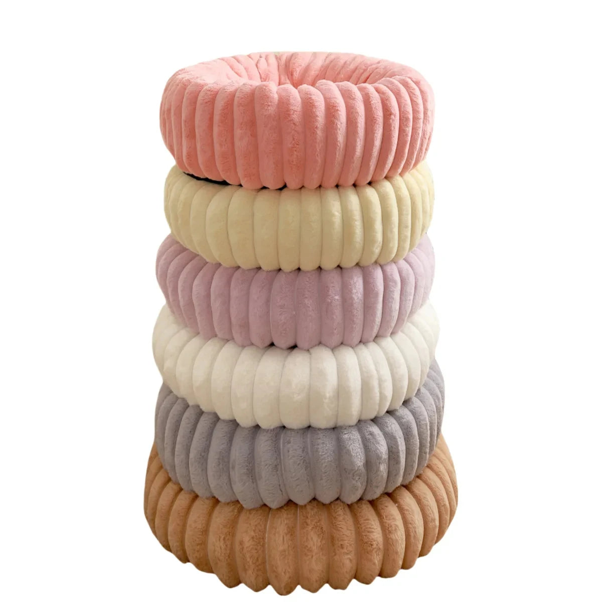 40-70cm圓形寵物床 - 超柔長毛狗窩，溫暖中型犬之家