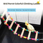 標題： 天然木製鸚鵡梯子玩具 - 彩球攀爬吊盪