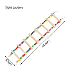 標題： 天然木製鸚鵡梯子玩具 - 彩球攀爬吊盪