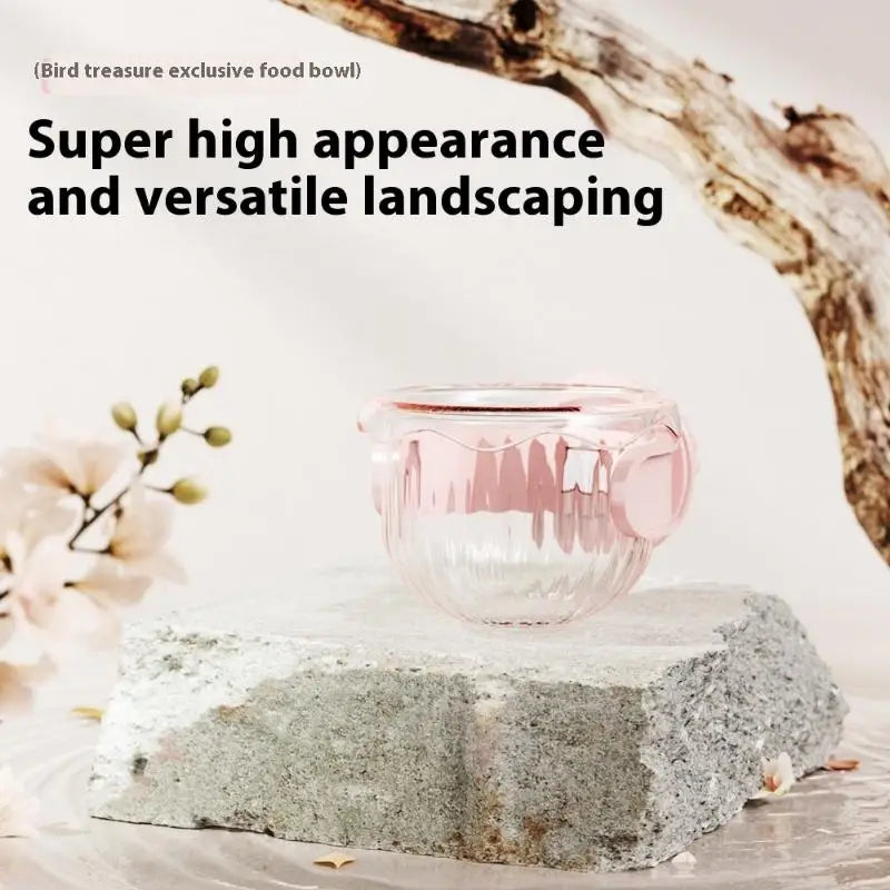 防溢透明鸚鵡餵食碗 - 籠掛式鳥食器