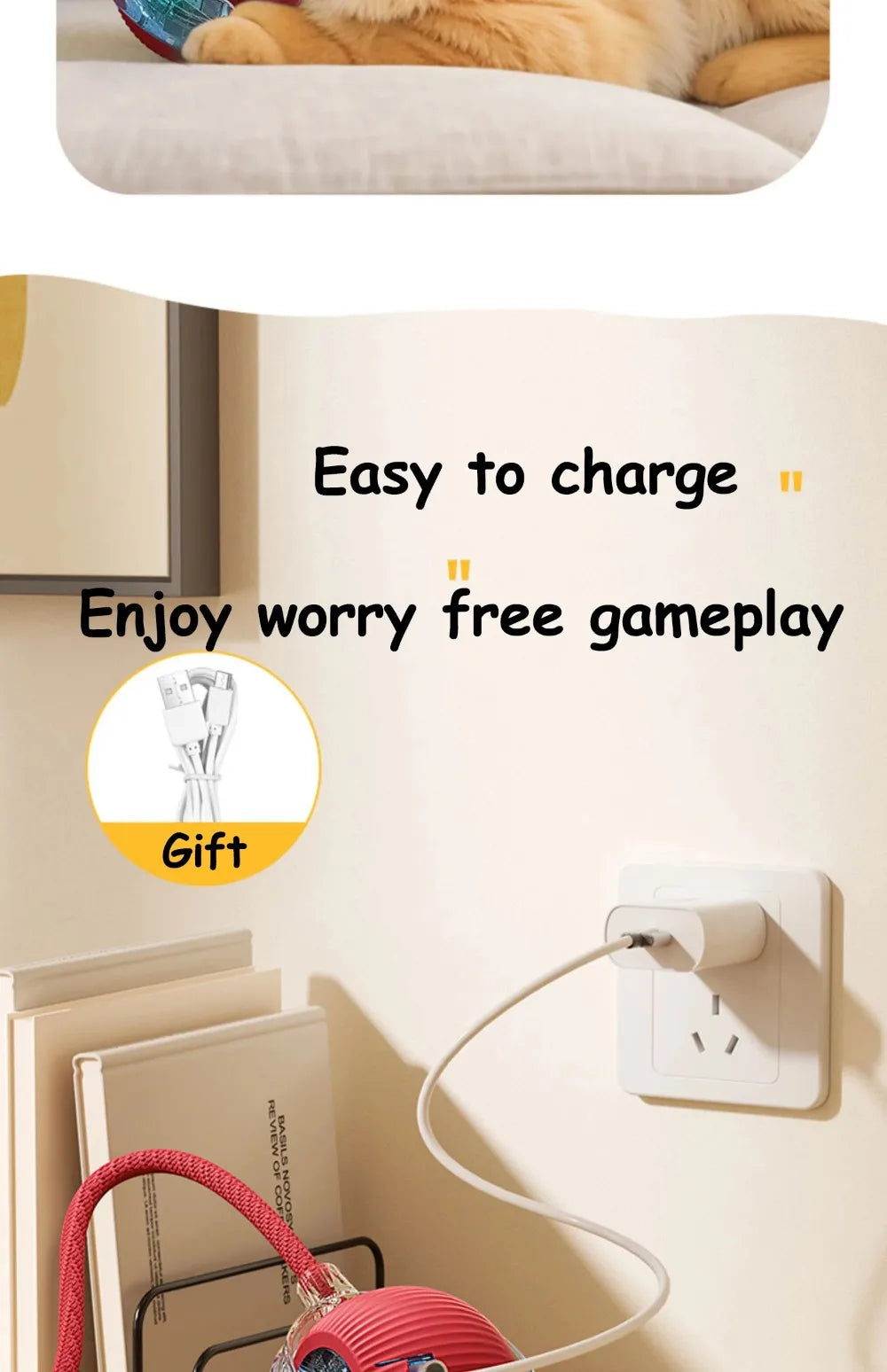 智能電動貓互動滾球玩具 - 充電式假尾娛樂神器