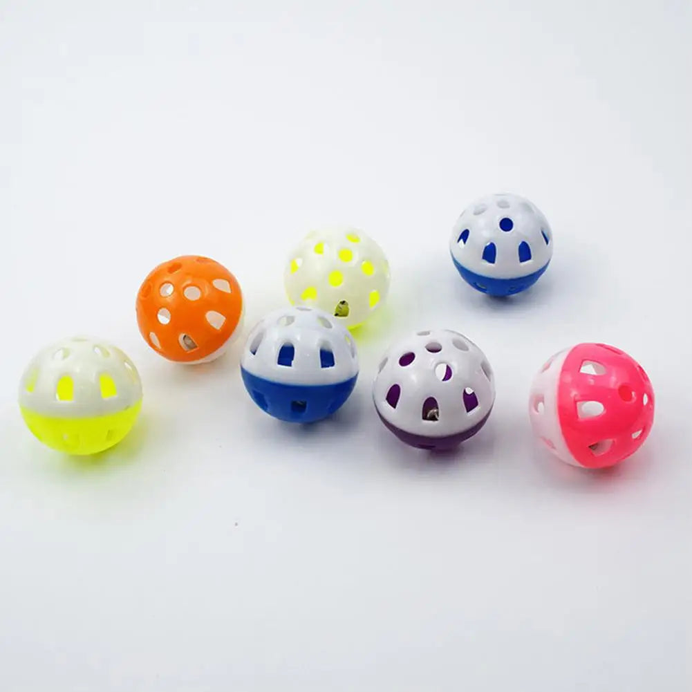 彩色空心滾動鈴球 - 鸚鵡貓咪嚼咬玩具