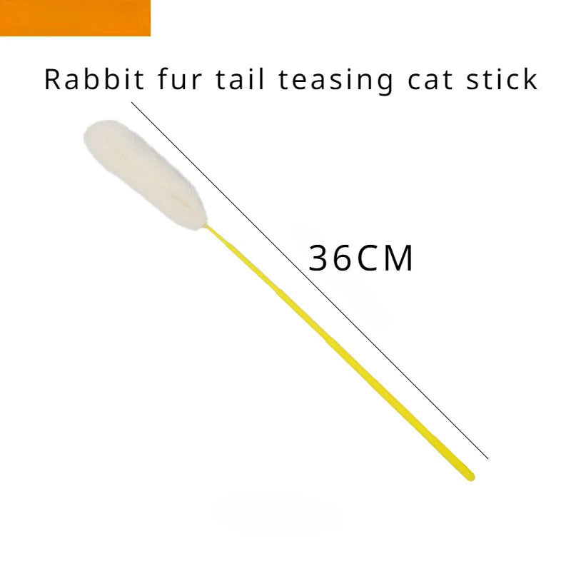 伸縮貓咪逗趣釣竿 - 三節羽毛互動玩具