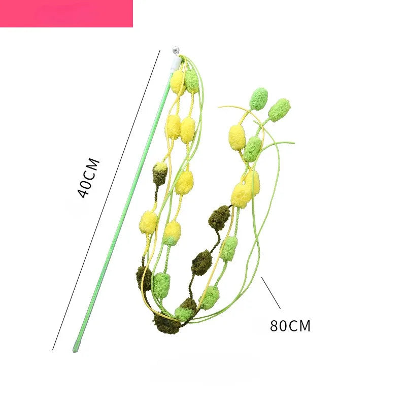 伸縮貓咪逗趣釣竿 - 三節羽毛互動玩具