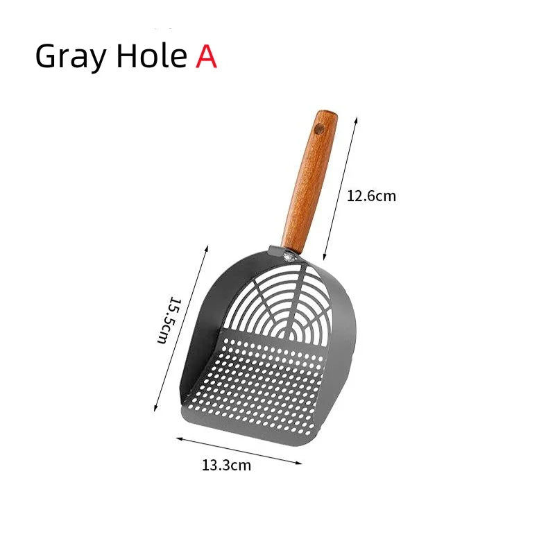 專業碳鋼貓砂鏟 - 木柄耐用清潔神器