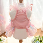 春季公主風貓狗連身裙 - 蕾絲條紋王妃服飾