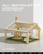 專業木製倉鼠樹屋別墅 - 攀爬隱藏樂園