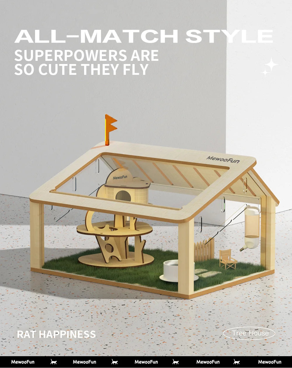 專業木製倉鼠樹屋別墅 - 攀爬隱藏樂園
