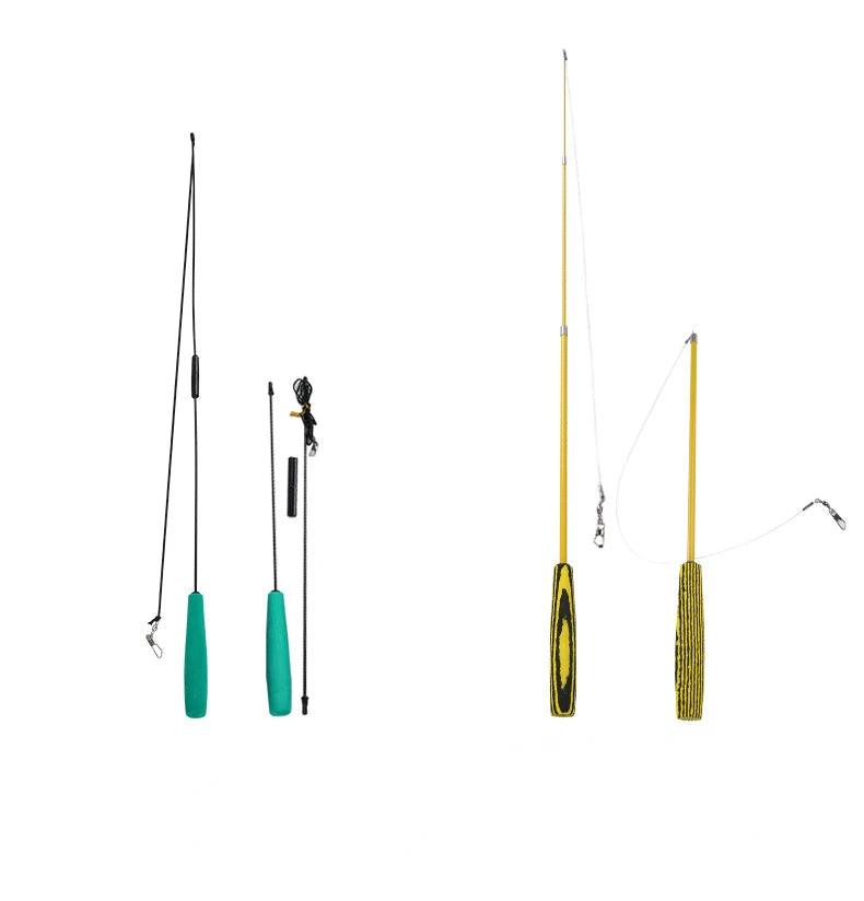 伸縮貓咪逗趣釣竿 - 三節羽毛互動玩具