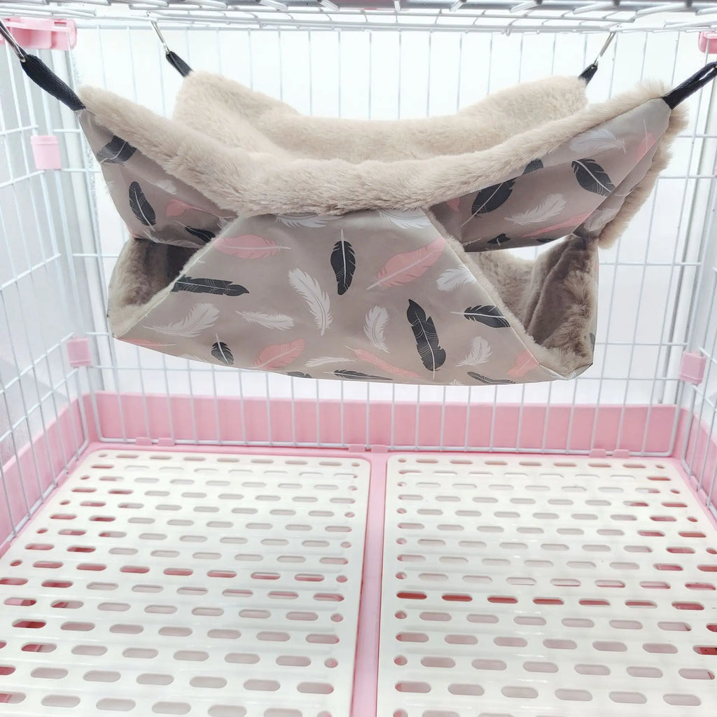 雙層溫暖寵物吊床 - 柔軟絨布小型動物睡窩