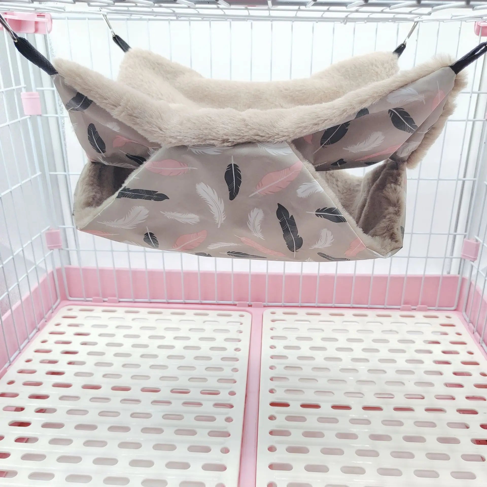 雙層溫暖寵物吊床 - 柔軟絨布小型動物睡窩