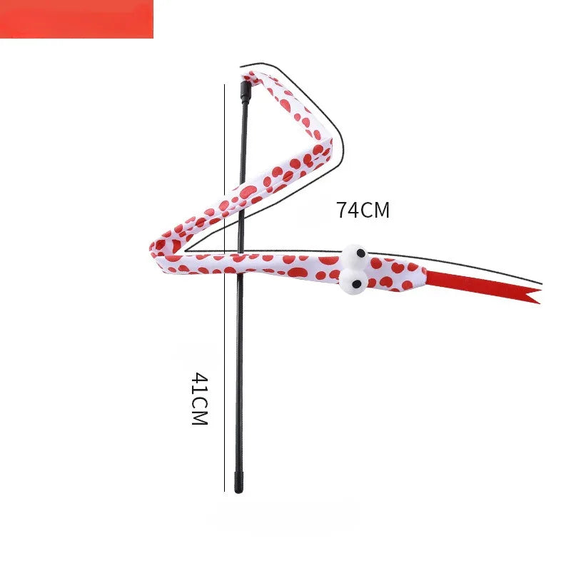 伸縮貓咪逗趣釣竿 - 三節羽毛互動玩具