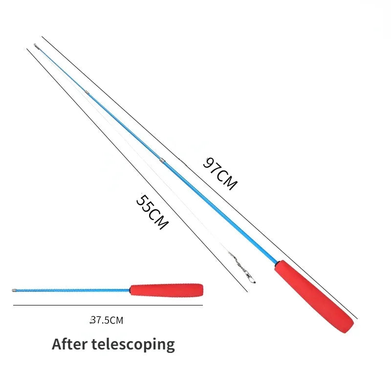 伸縮貓咪逗趣釣竿 - 三節羽毛互動玩具