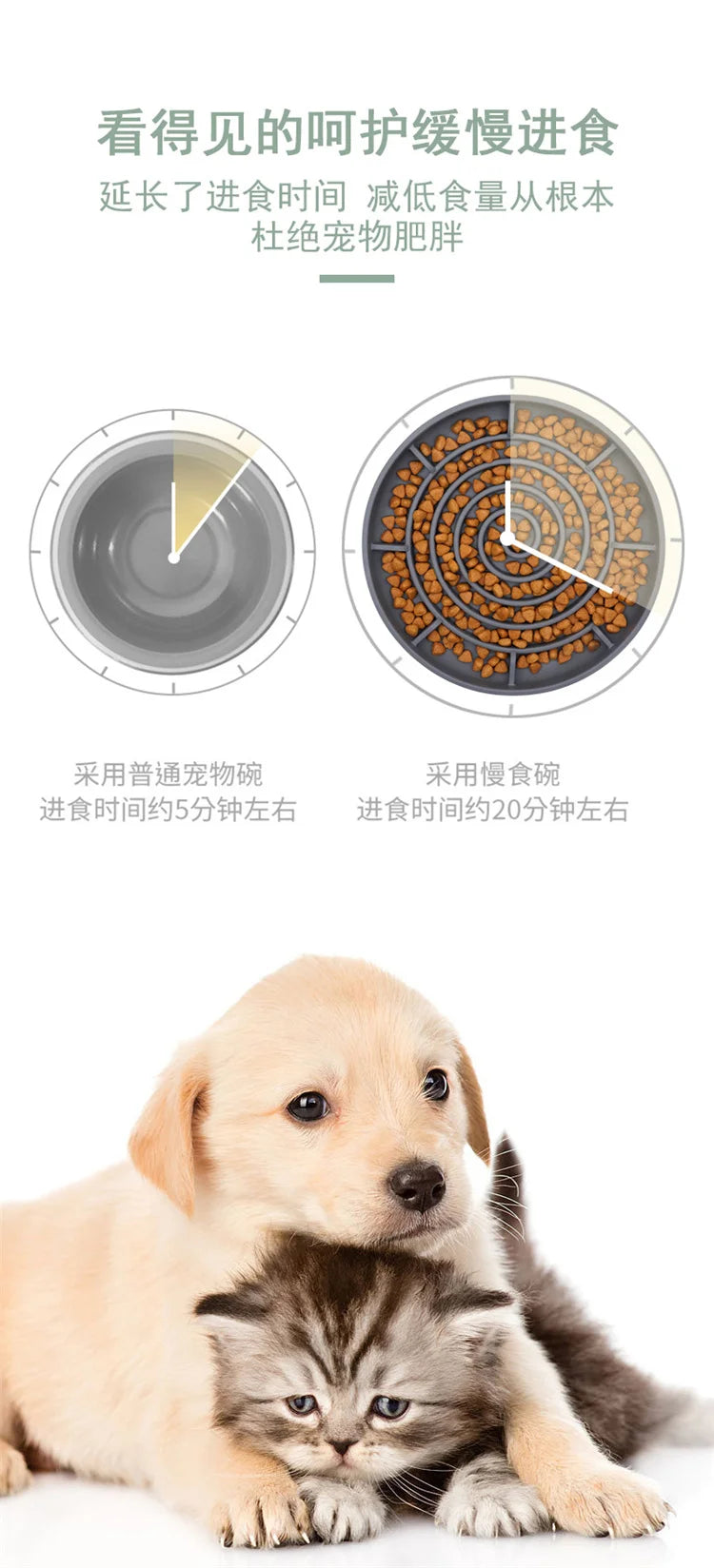 防滑矽膠慢食碗 - 防窒息寵物健康進食神器