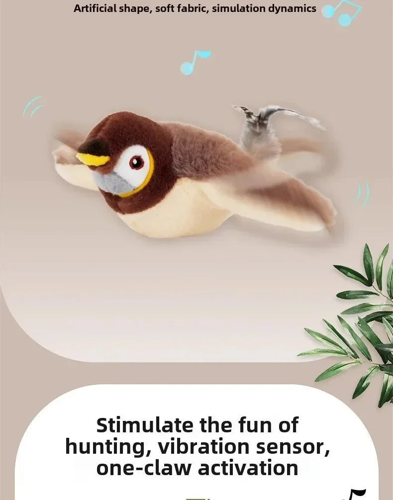 可充電撲翼鳥貓玩具 - 互動感應雙音效娛樂神器
