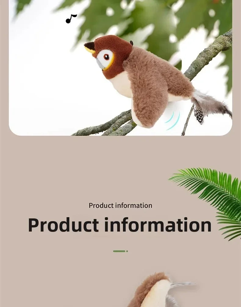 可充電撲翼鳥貓玩具 - 互動感應雙音效娛樂神器
