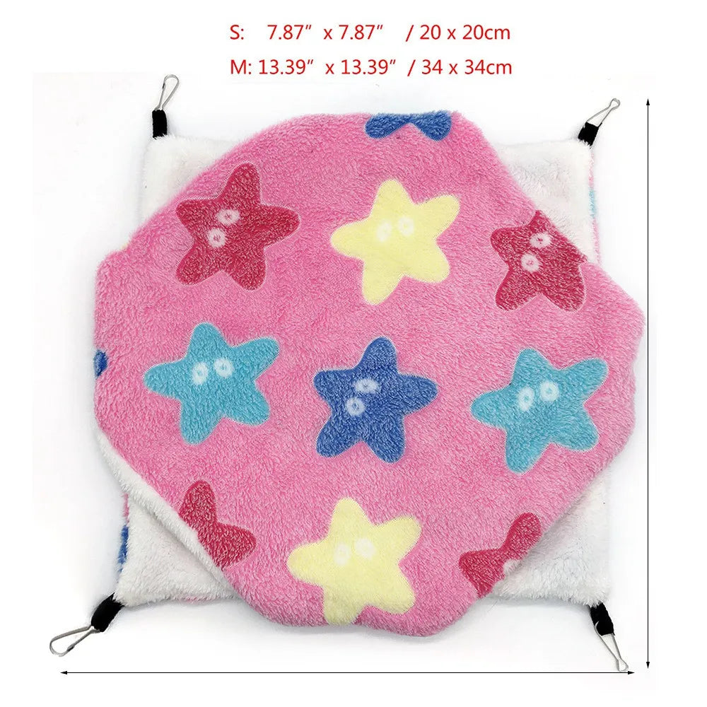 雙層溫暖寵物吊床 - 柔軟絨布小型動物睡窩