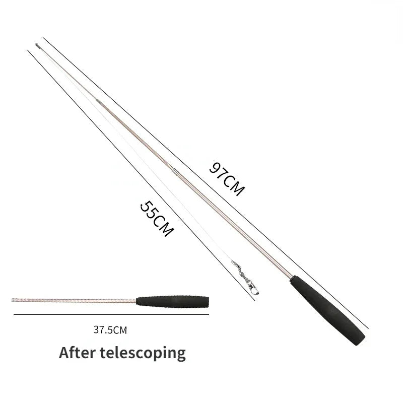 伸縮貓咪逗趣釣竿 - 三節羽毛互動玩具