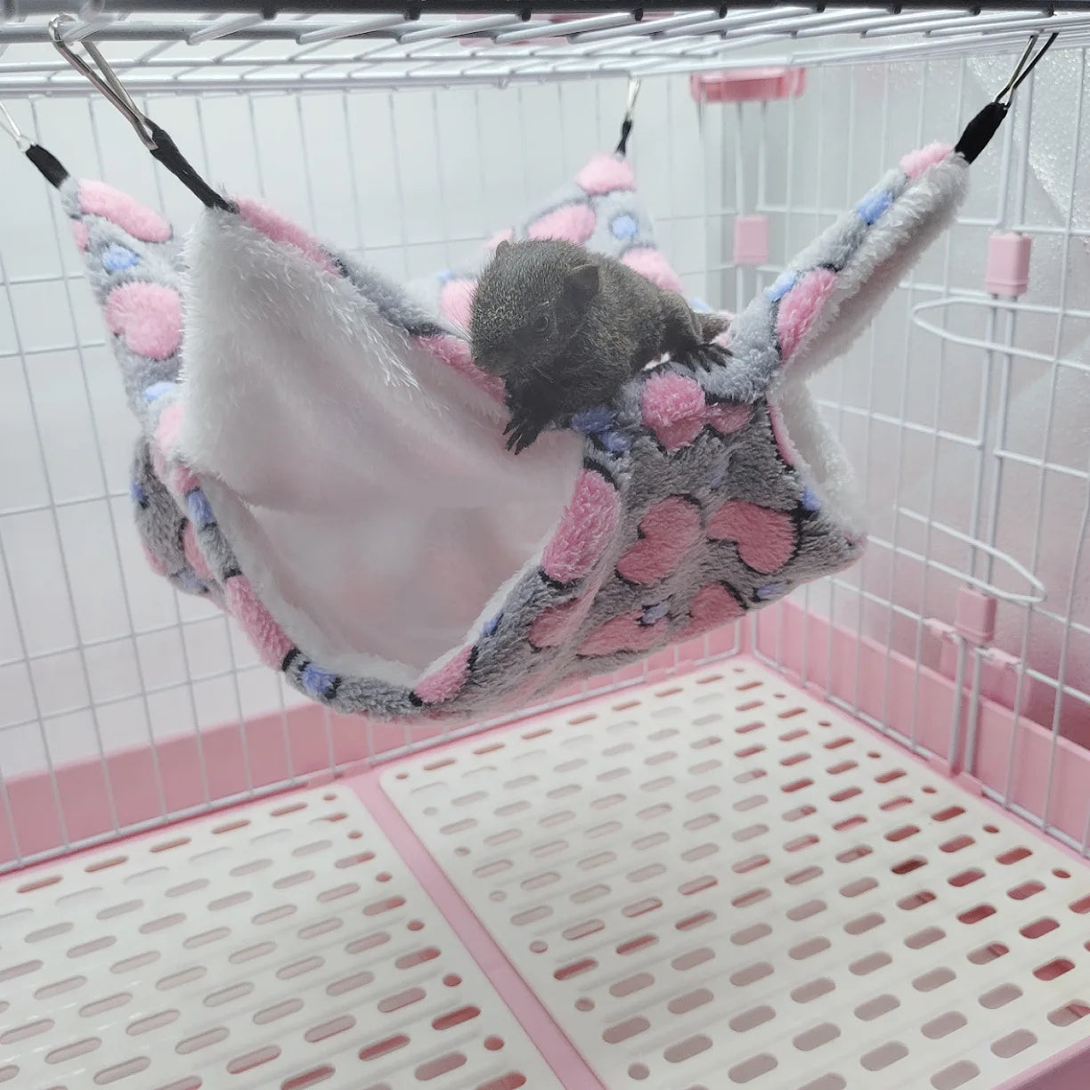 雙層溫暖寵物吊床 - 柔軟絨布小型動物睡窩