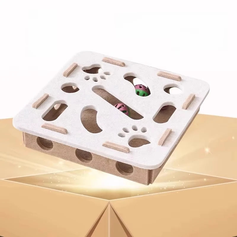 多功能貓咪益智玩具盒 - 室內互動刮抓樂園