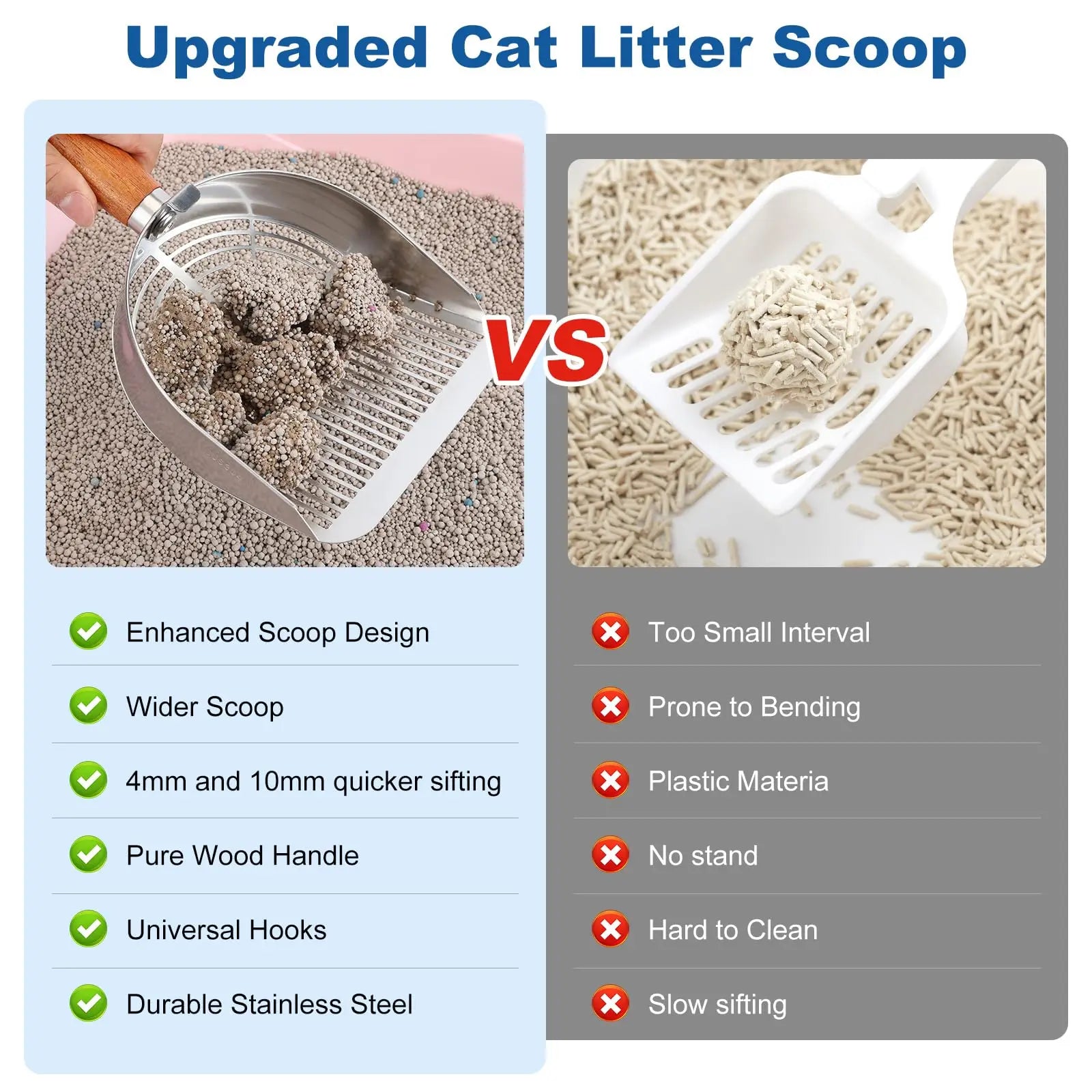 專業碳鋼貓砂鏟 - 木柄耐用清潔神器