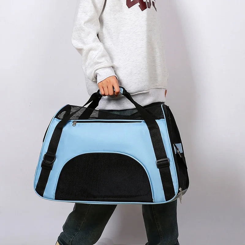 透氣尼龍寵物攜帶袋 - 折疊式貓狗便攜背包