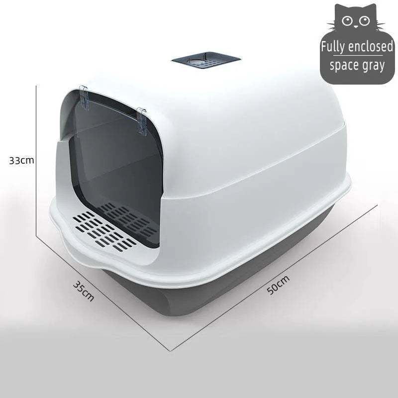 全封閉防漏貓砂盆 - 雙向鏟除大容量貓廁