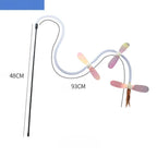 伸縮貓咪逗趣釣竿 - 三節羽毛互動玩具