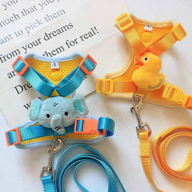 可調節法國鬥牛犬寵物肩背帶 - 動物圖案幼犬背心配帶背心