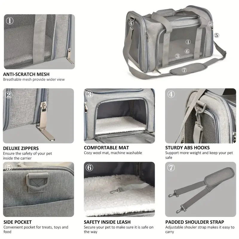 透氣側開背包式寵物旅行袋 - 航空認證狗狗載具