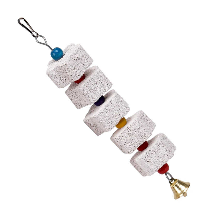 鸚鵡磨牙鈣石玩具 - 帶鈴鐺鳥籠配件