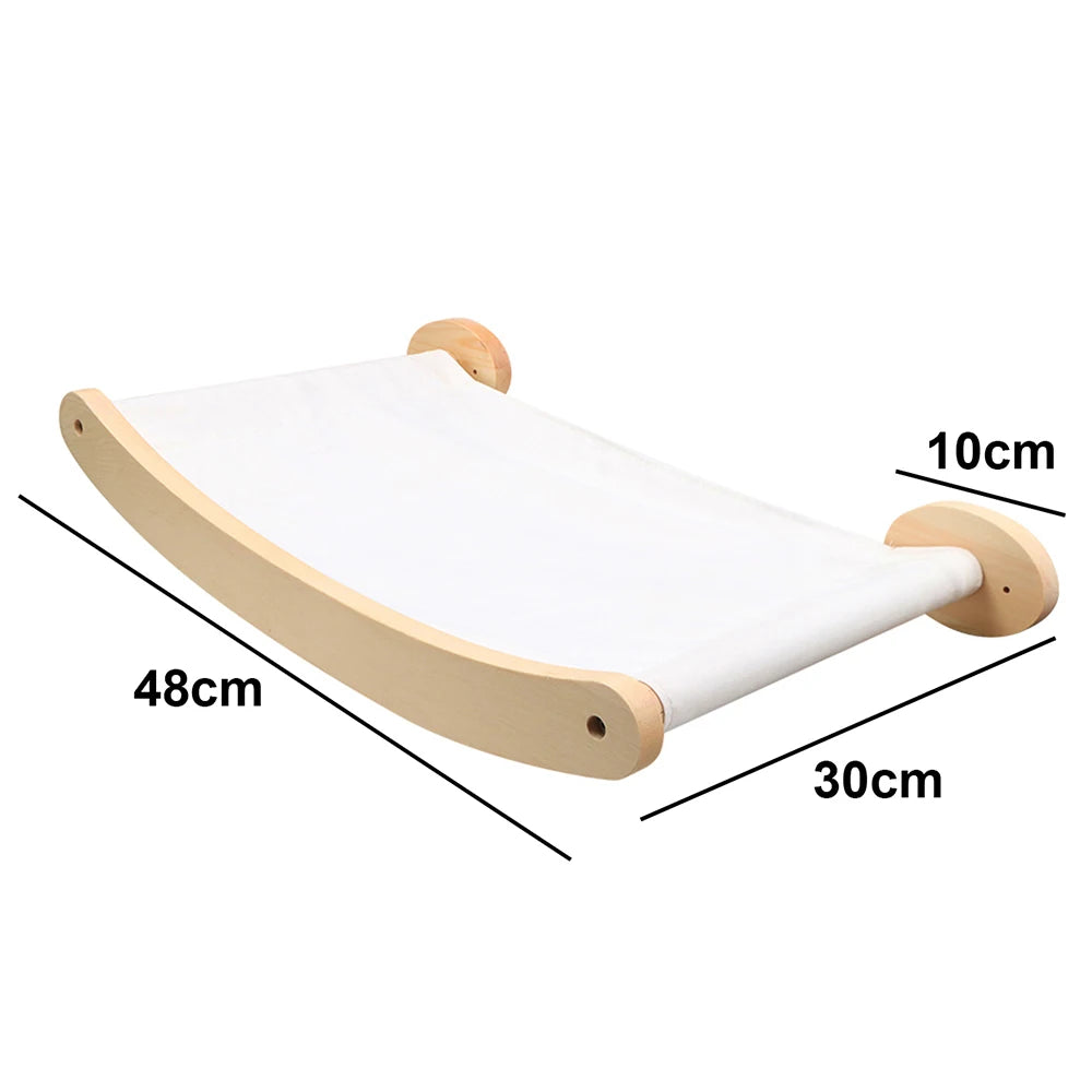 壁掛式50cm貓爬架梯 - 舒適吊床與西扎麻抓抓樂