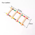 標題： 天然木製鸚鵡梯子玩具 - 彩球攀爬吊盪