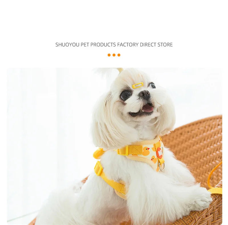 可調節法國鬥牛犬寵物肩背帶 - 動物圖案幼犬背心配帶背心