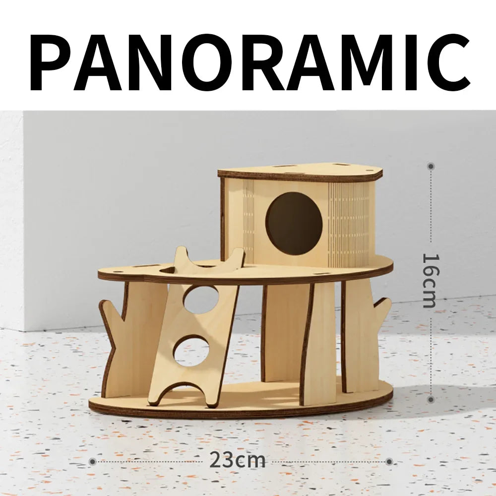 專業木製倉鼠樹屋別墅 - 攀爬隱藏樂園