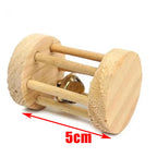 天然木製小動物啃咬玩具 - 兔兔倉鼠玩樂啞鈴