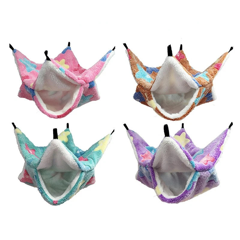 雙層溫暖寵物吊床 - 柔軟絨布小型動物睡窩